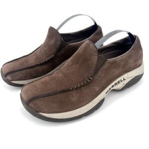 Merrell Women's Primo Seam Moc Suede Slip-On Loafers Clogs Dark Taupe Size 7